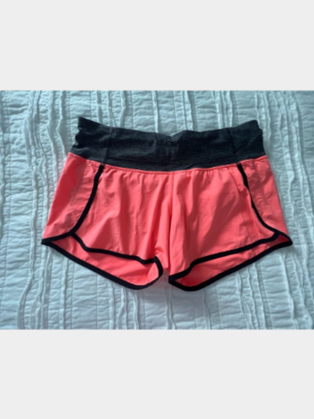 Lululemon Speed Up Low-Rise Lined Short 2.5" size8 Coral Pink/Heathered Charcoal